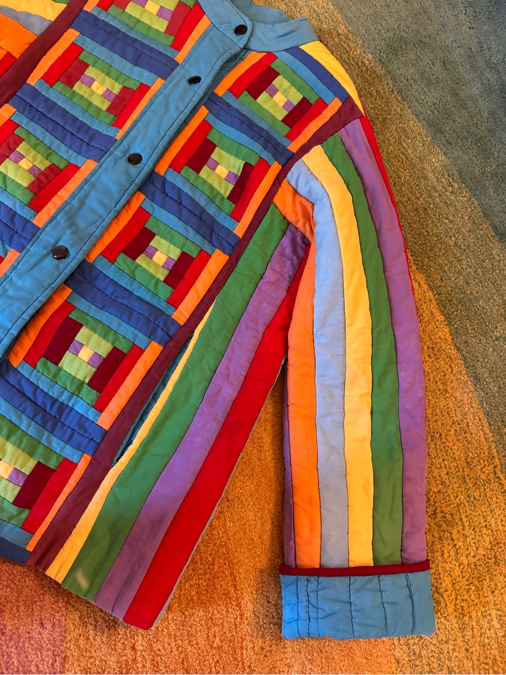 Amazing rainbow quilted jacket handmade vintage 🌈 🌈 ✨ - Picture 5 of 16